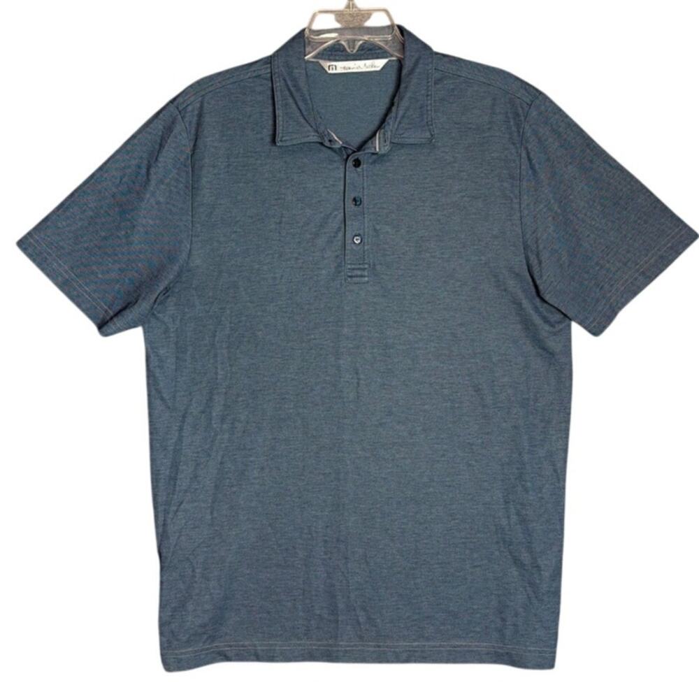 Travis Mathew Mens Golf Polo Shirt Size L Blue Wash Pima Cotton Athleisure
